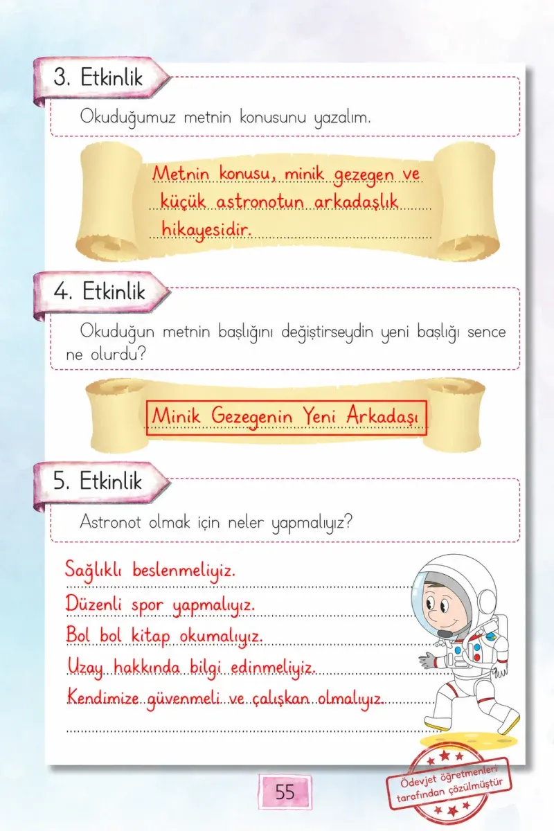 1. Sınıf Türkçe Ders Kitabı Cevapları Cem Yayınları Sayfa 55 Çözüm Görseli