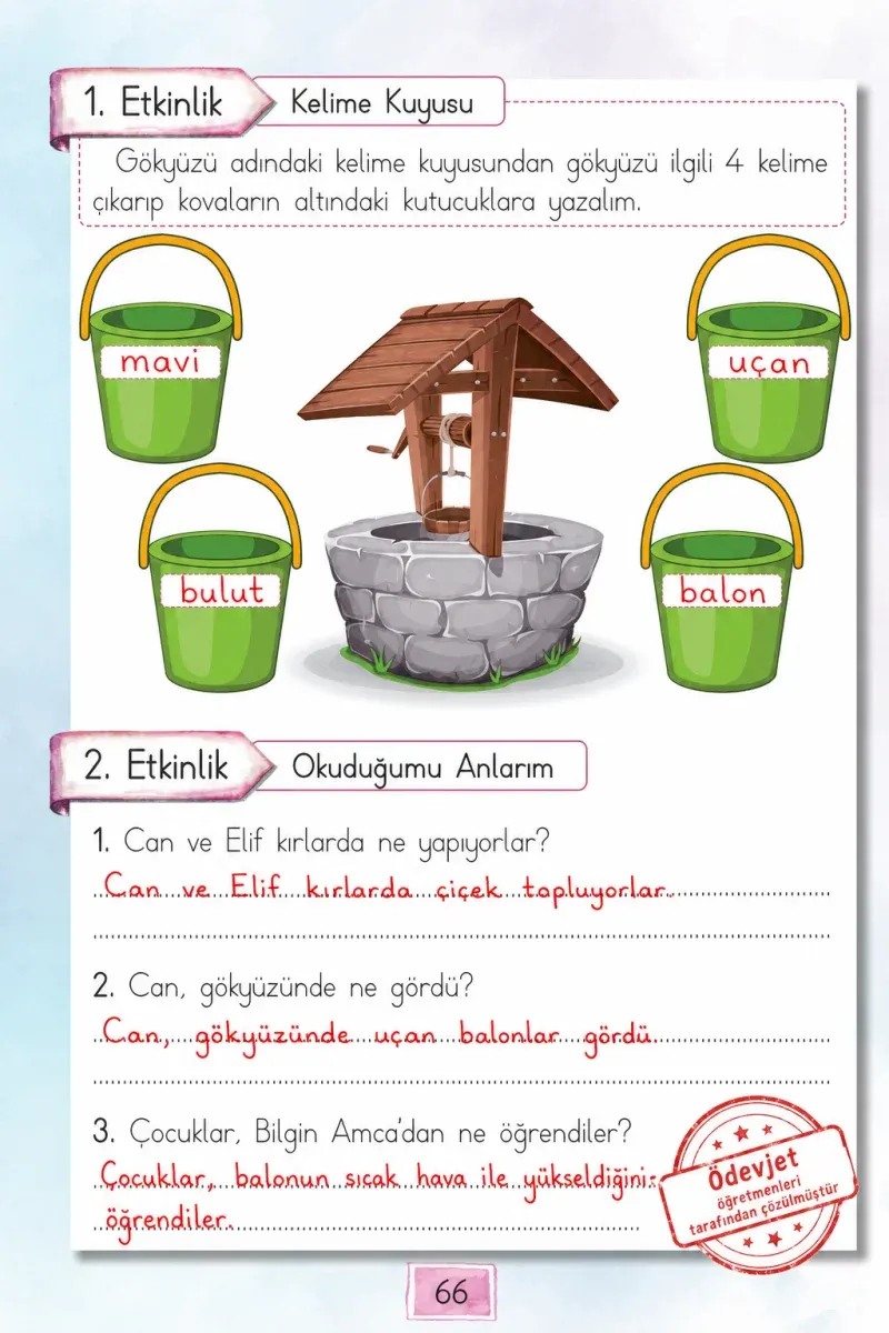 1. Sınıf Türkçe Ders Kitabı Cevapları Cem Yayınları Sayfa 66 Çözüm Görseli