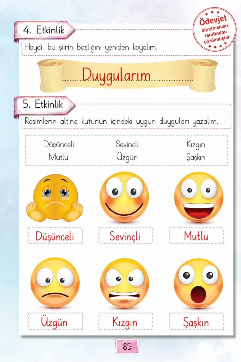 1. Sınıf Türkçe Ders Kitabı Cevapları Cem Yayınları Sayfa 85 Çözüm Görseli