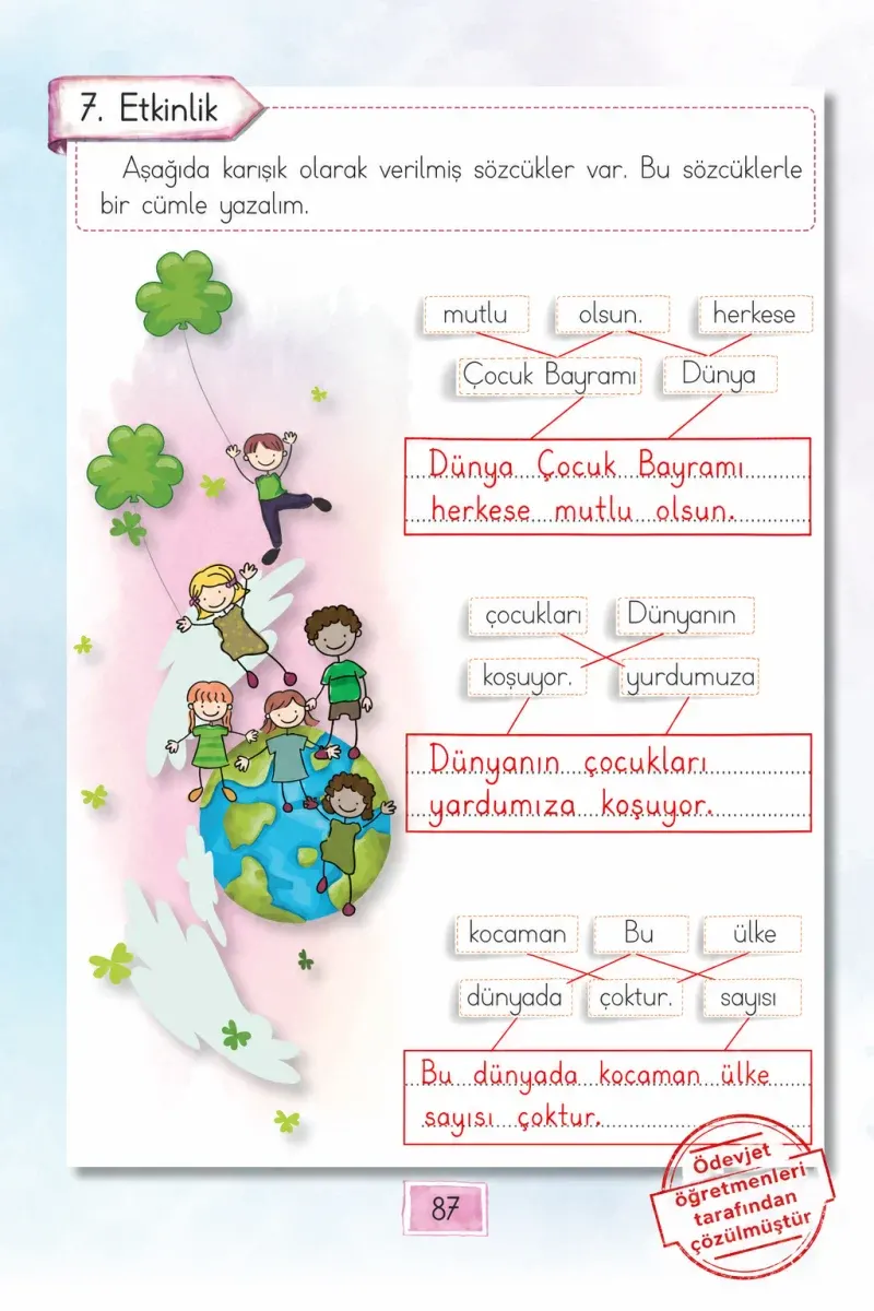 1. Sınıf Türkçe Ders Kitabı Cevapları Cem Yayınları Sayfa 87 Çözüm Görseli