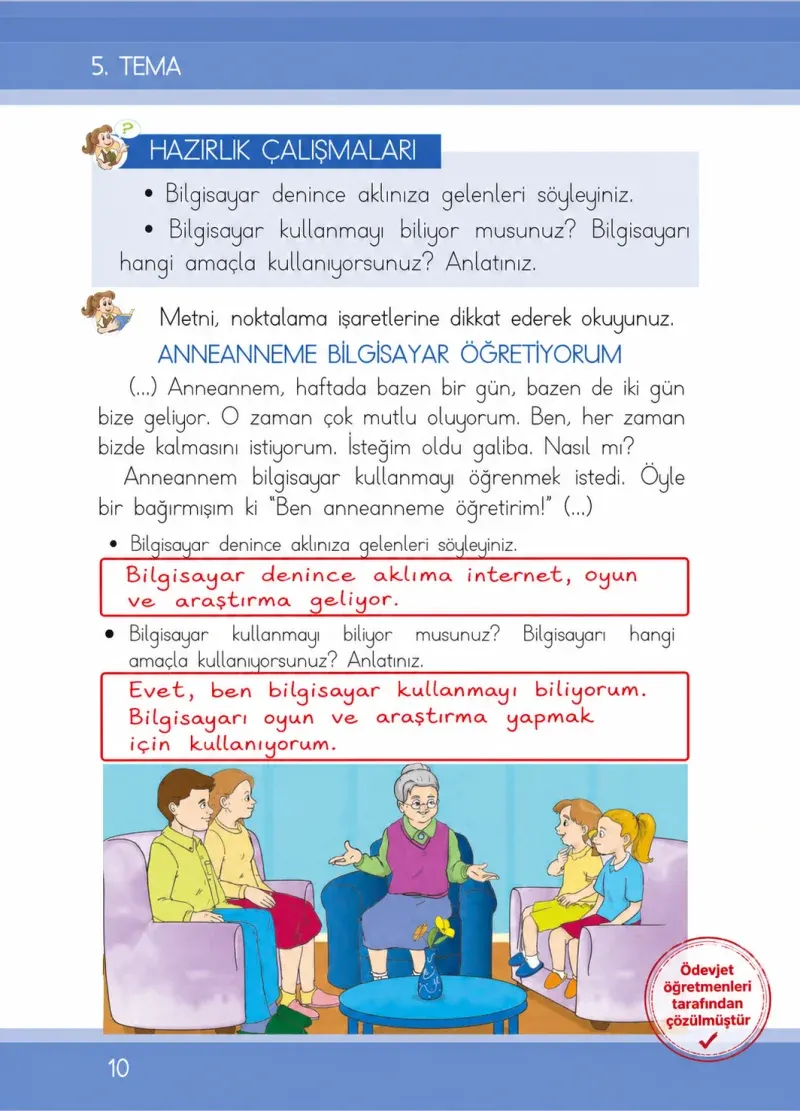 1. Sınıf Türkçe Ders Kitabı Cevapları İlke Yayınları Sayfa 10 Çözüm Görseli