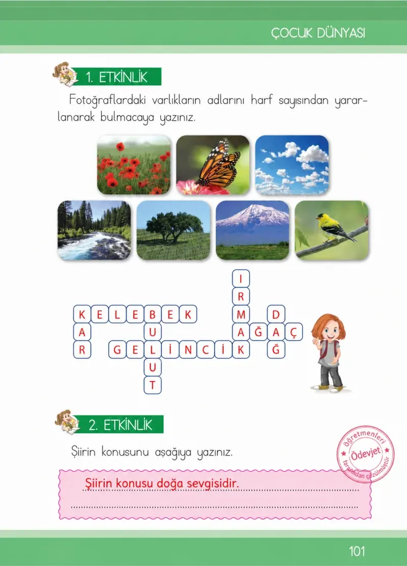 1. Sınıf Türkçe Ders Kitabı Cevapları İlke Yayınları Sayfa 101 Çözüm Görseli