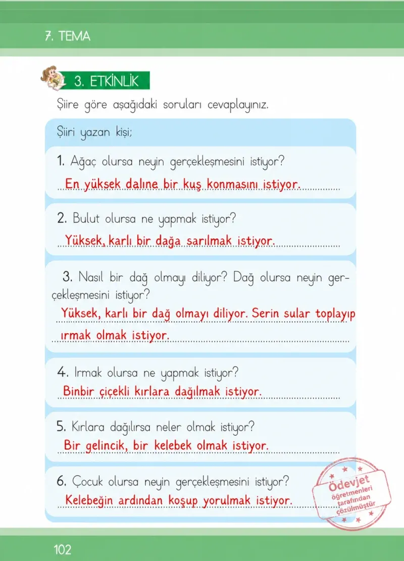 1. Sınıf Türkçe Ders Kitabı Cevapları İlke Yayınları Sayfa 102 Çözüm Görseli