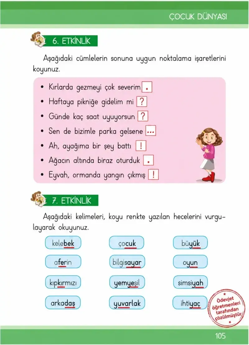 1. Sınıf Türkçe Ders Kitabı Cevapları İlke Yayınları Sayfa 105 Çözüm Görseli