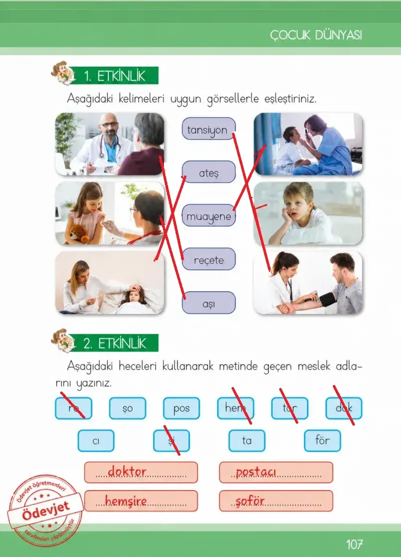 1. Sınıf Türkçe Ders Kitabı Cevapları İlke Yayınları Sayfa 107 Çözüm Görseli