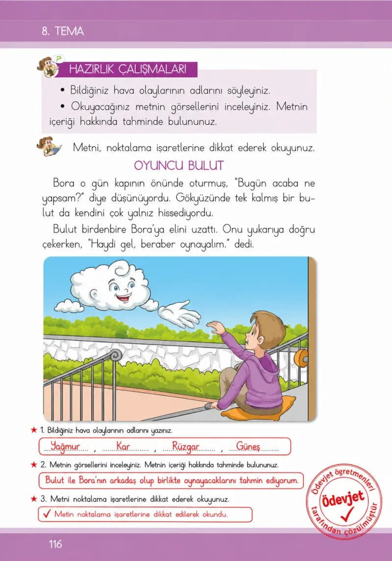 1. Sınıf Türkçe Ders Kitabı Cevapları İlke Yayınları Sayfa 116 Çözüm Görseli