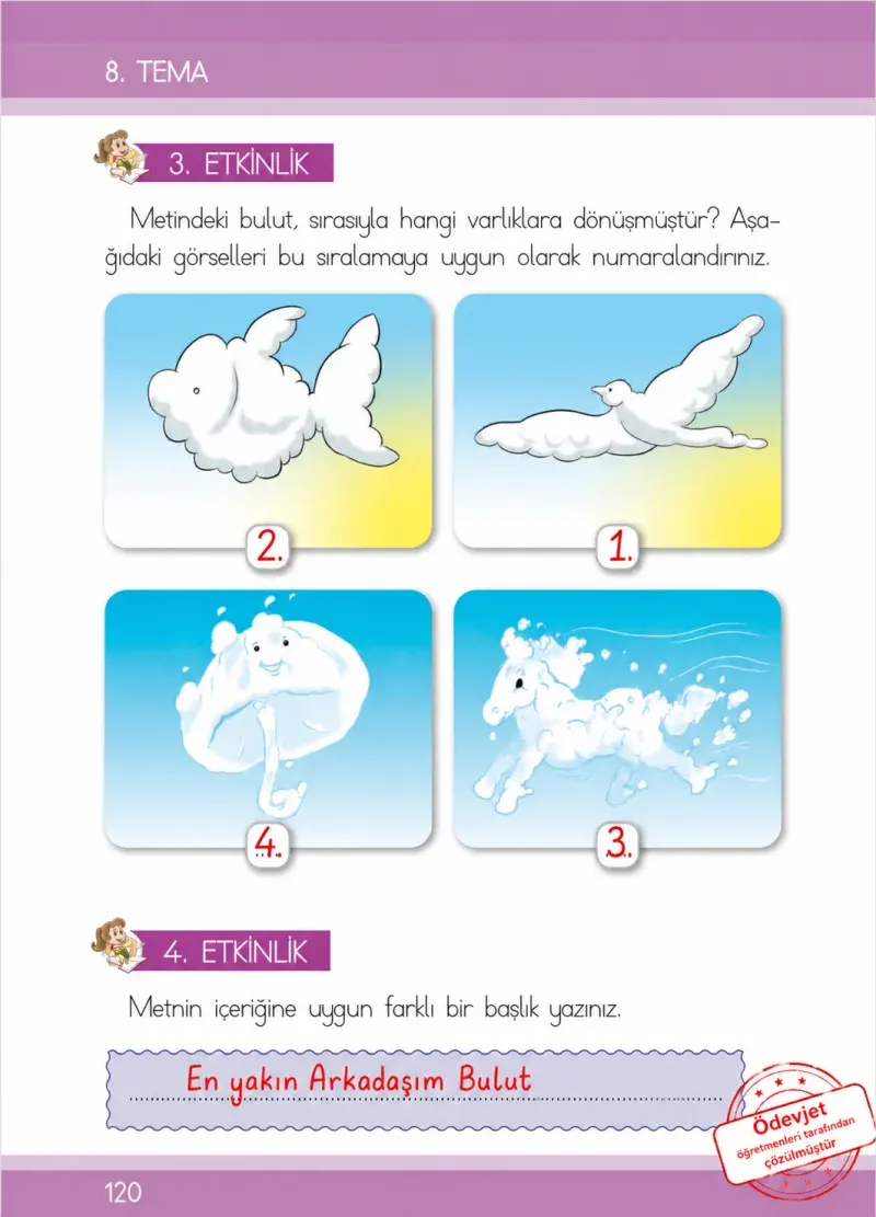 1. Sınıf Türkçe Ders Kitabı Cevapları İlke Yayınları Sayfa 120 Çözüm Görseli