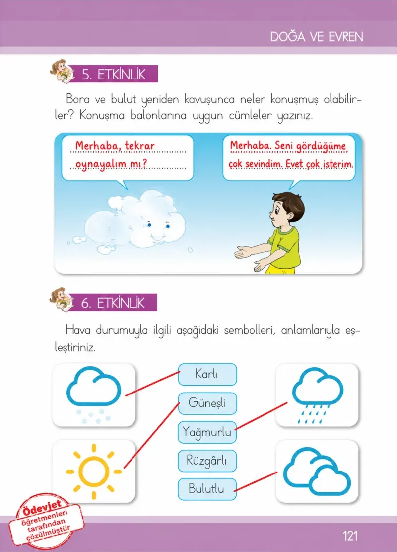 1. Sınıf Türkçe Ders Kitabı Cevapları İlke Yayınları Sayfa 121 Çözüm Görseli