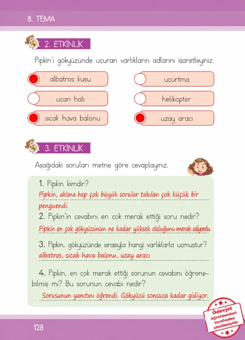 1. Sınıf Türkçe Ders Kitabı Cevapları İlke Yayınları Sayfa 128 Çözüm Görseli