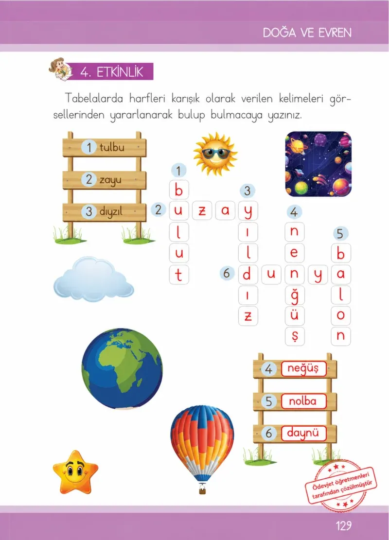 1. Sınıf Türkçe Ders Kitabı Cevapları İlke Yayınları Sayfa 129 Çözüm Görseli