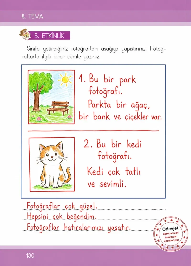 1. Sınıf Türkçe Ders Kitabı Cevapları İlke Yayınları Sayfa 130 Çözüm Görseli
