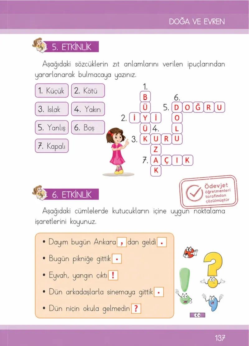 1. Sınıf Türkçe Ders Kitabı Cevapları İlke Yayınları Sayfa 137 Çözüm Görseli