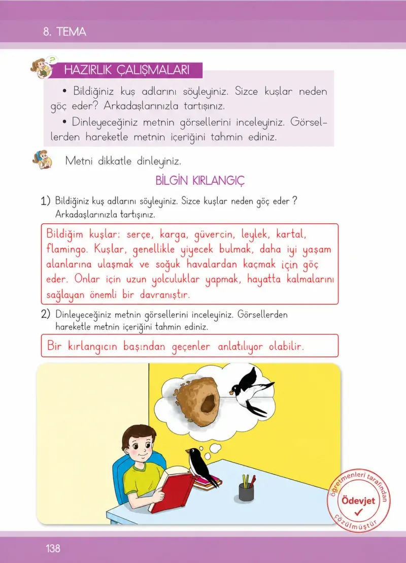 1. Sınıf Türkçe Ders Kitabı Cevapları İlke Yayınları Sayfa 138 Çözüm Görseli