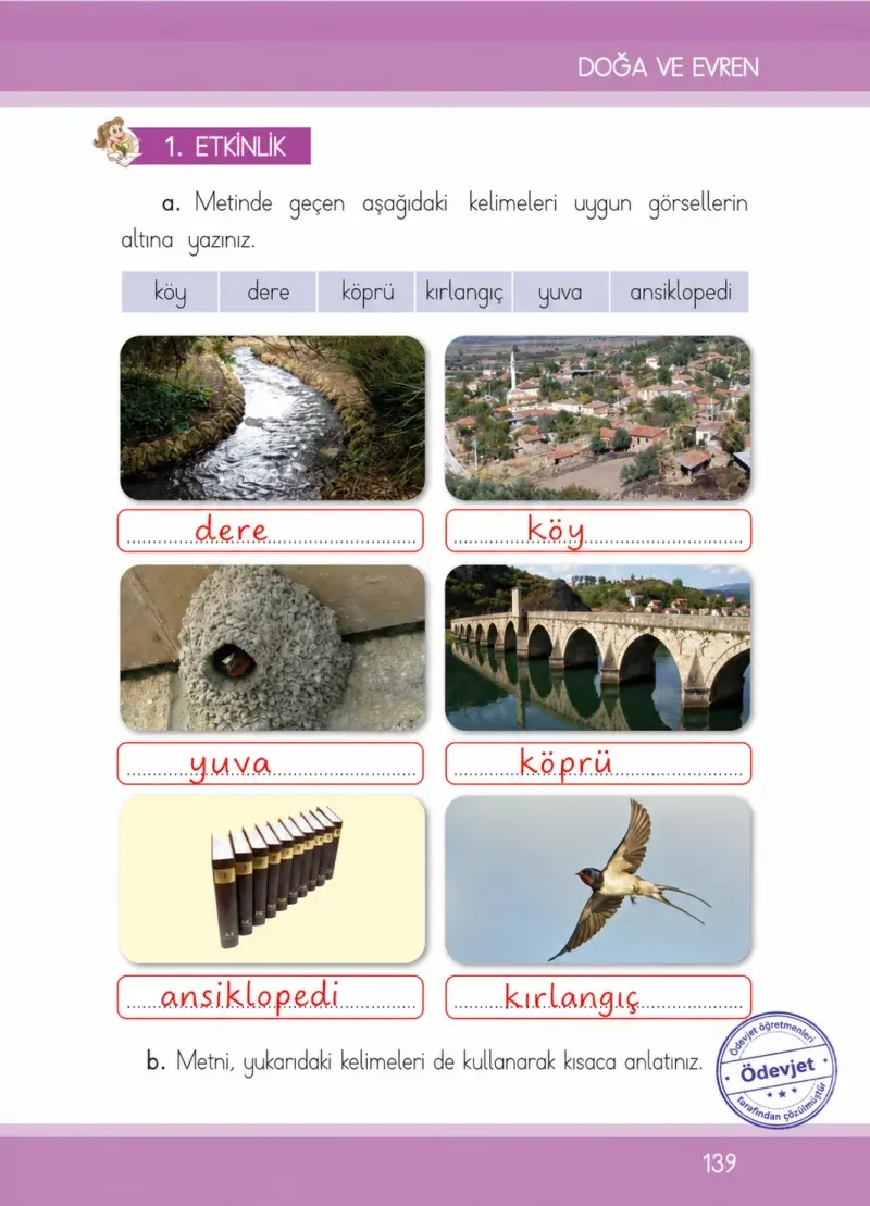1. Sınıf Türkçe Ders Kitabı Cevapları İlke Yayınları Sayfa 139 Çözüm Görseli