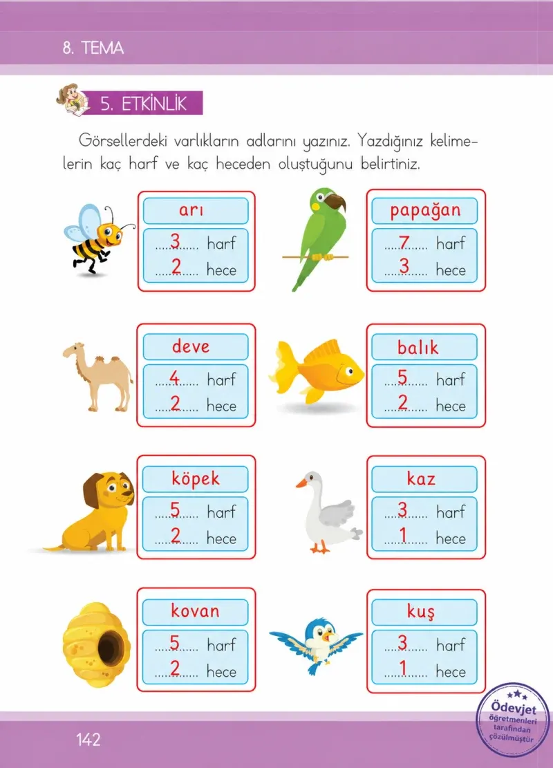 1. Sınıf Türkçe Ders Kitabı Cevapları İlke Yayınları Sayfa 142 Çözüm Görseli