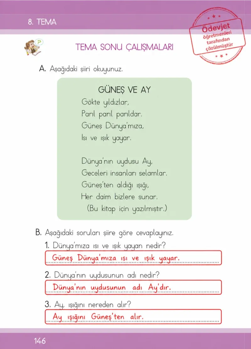 1. Sınıf Türkçe Ders Kitabı Cevapları İlke Yayınları Sayfa 146 Çözüm Görseli
