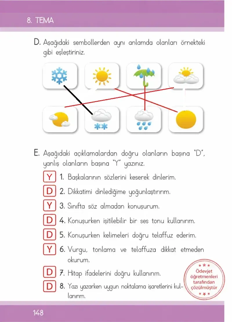 1. Sınıf Türkçe Ders Kitabı Cevapları İlke Yayınları Sayfa 148 Çözüm Görseli