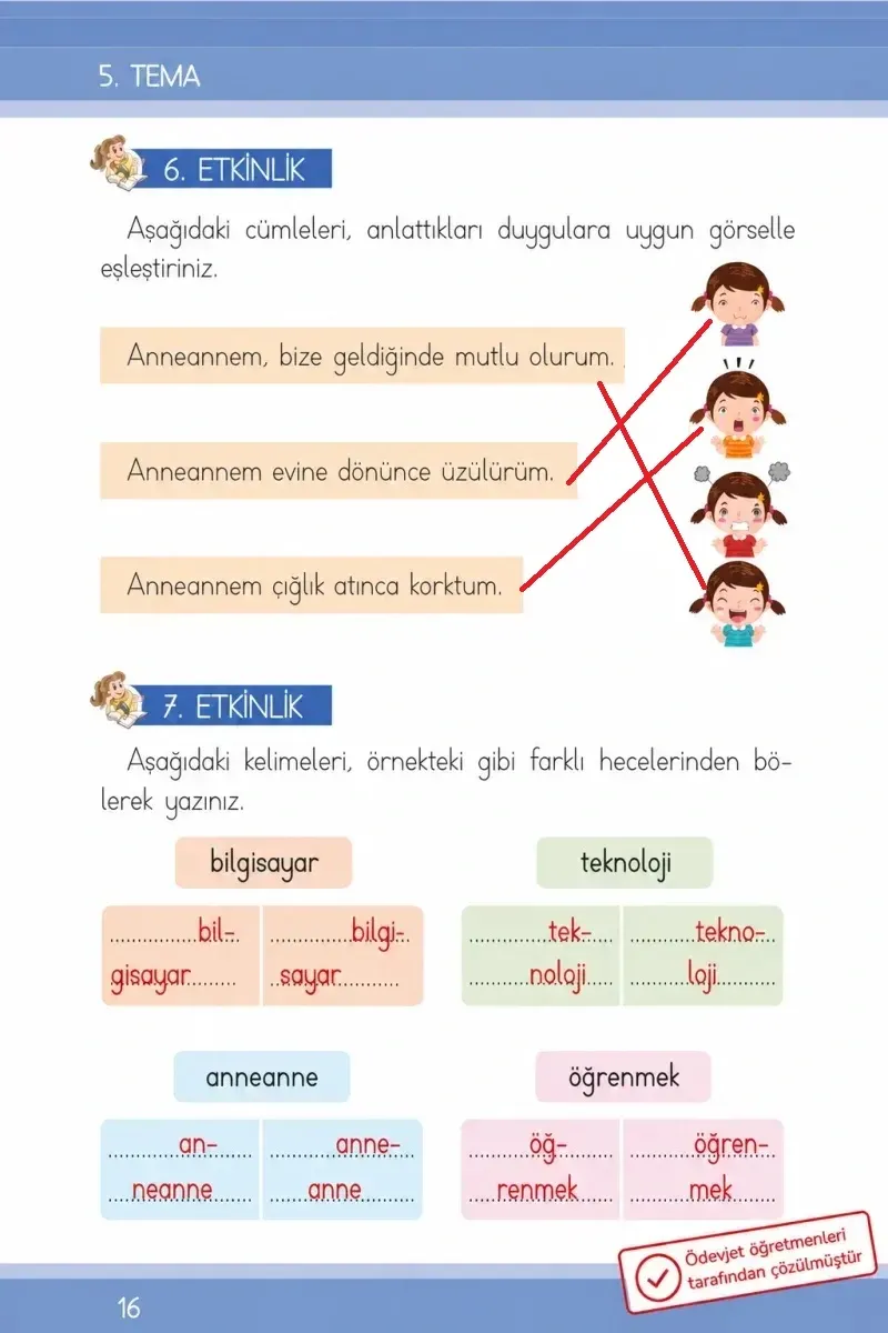 1. Sınıf Türkçe Ders Kitabı Cevapları İlke Yayınları Sayfa 16 Çözüm Görseli