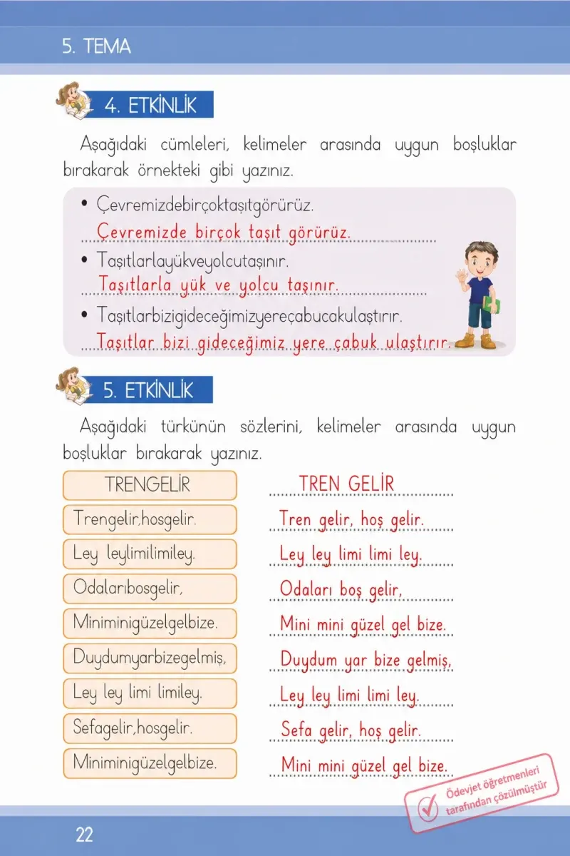 1. Sınıf Türkçe Ders Kitabı Cevapları İlke Yayınları Sayfa 22 Çözüm Görseli
