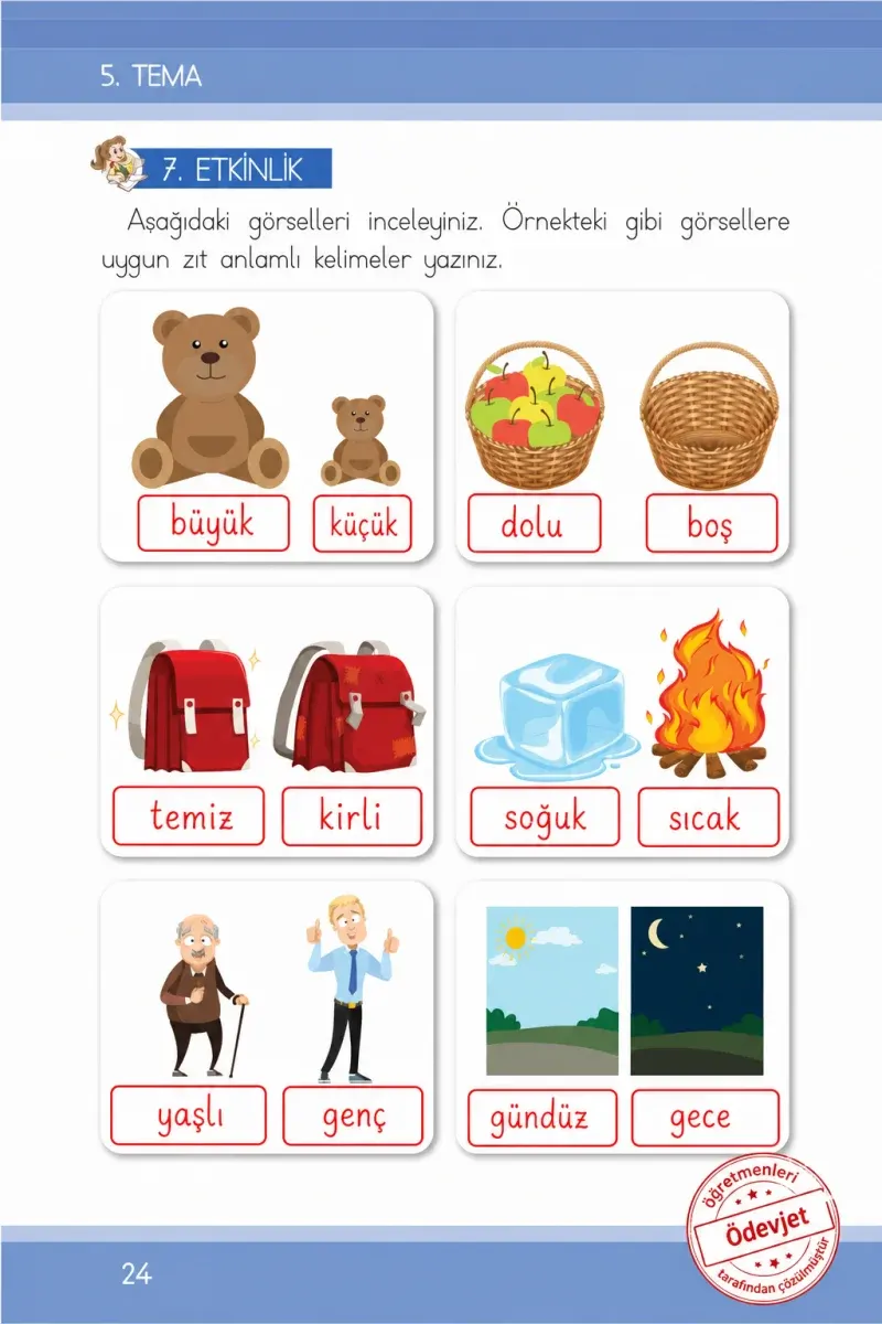 1. Sınıf Türkçe Ders Kitabı Cevapları İlke Yayınları Sayfa 24 Çözüm Görseli