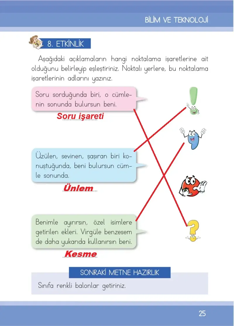 1. Sınıf Türkçe Ders Kitabı Cevapları İlke Yayınları Sayfa 25 Çözüm Görseli