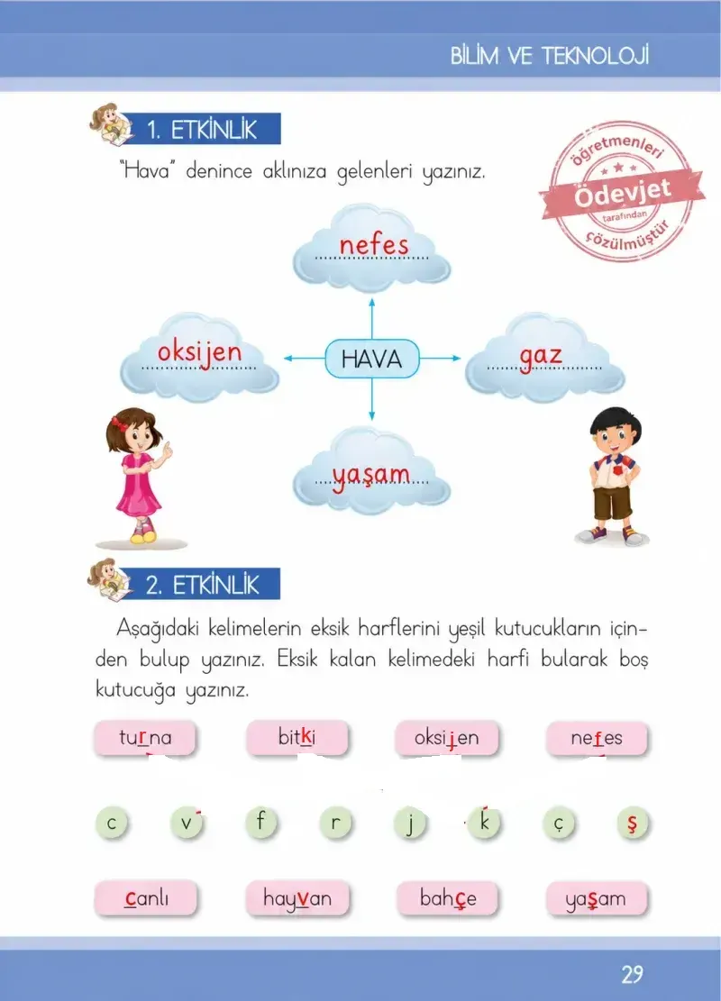 1. Sınıf Türkçe Ders Kitabı Cevapları İlke Yayınları Sayfa 29 Çözüm Görseli