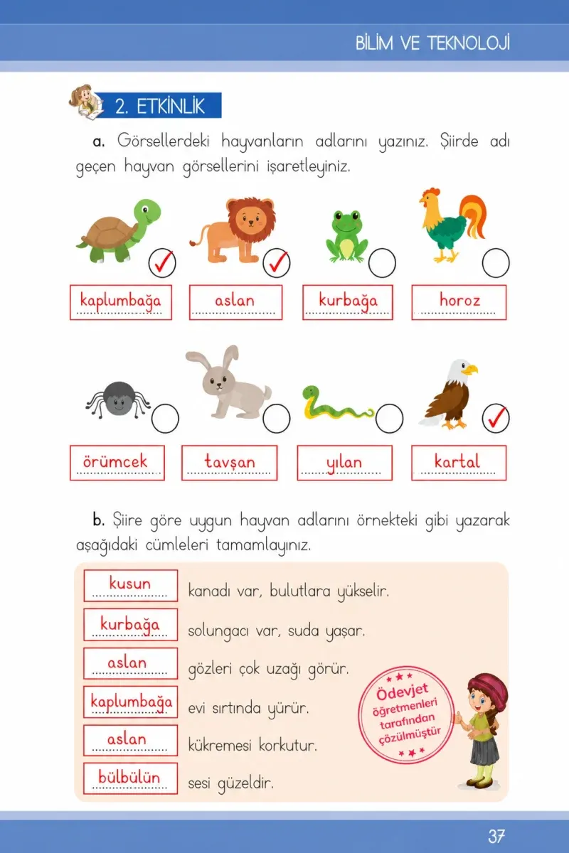 1. Sınıf Türkçe Ders Kitabı Cevapları İlke Yayınları Sayfa 37 Çözüm Görseli
