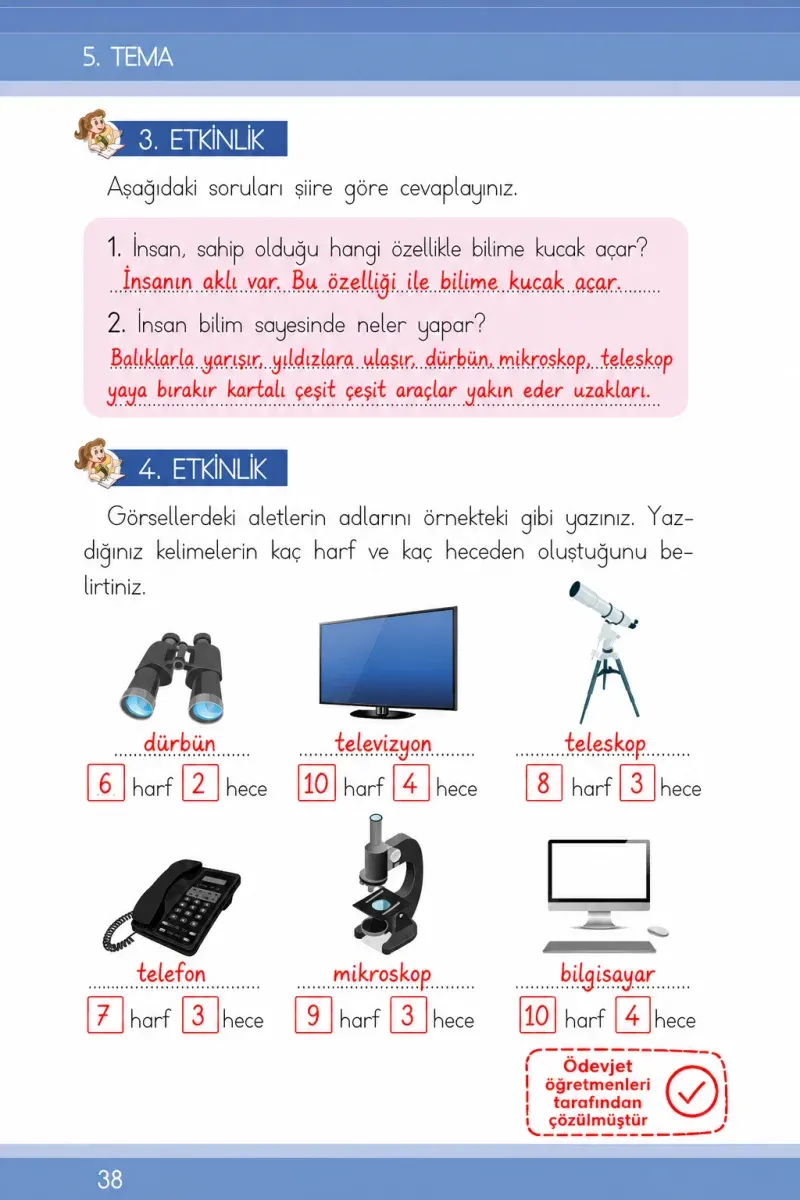 1. Sınıf Türkçe Ders Kitabı Cevapları İlke Yayınları Sayfa 38 Çözüm Görseli