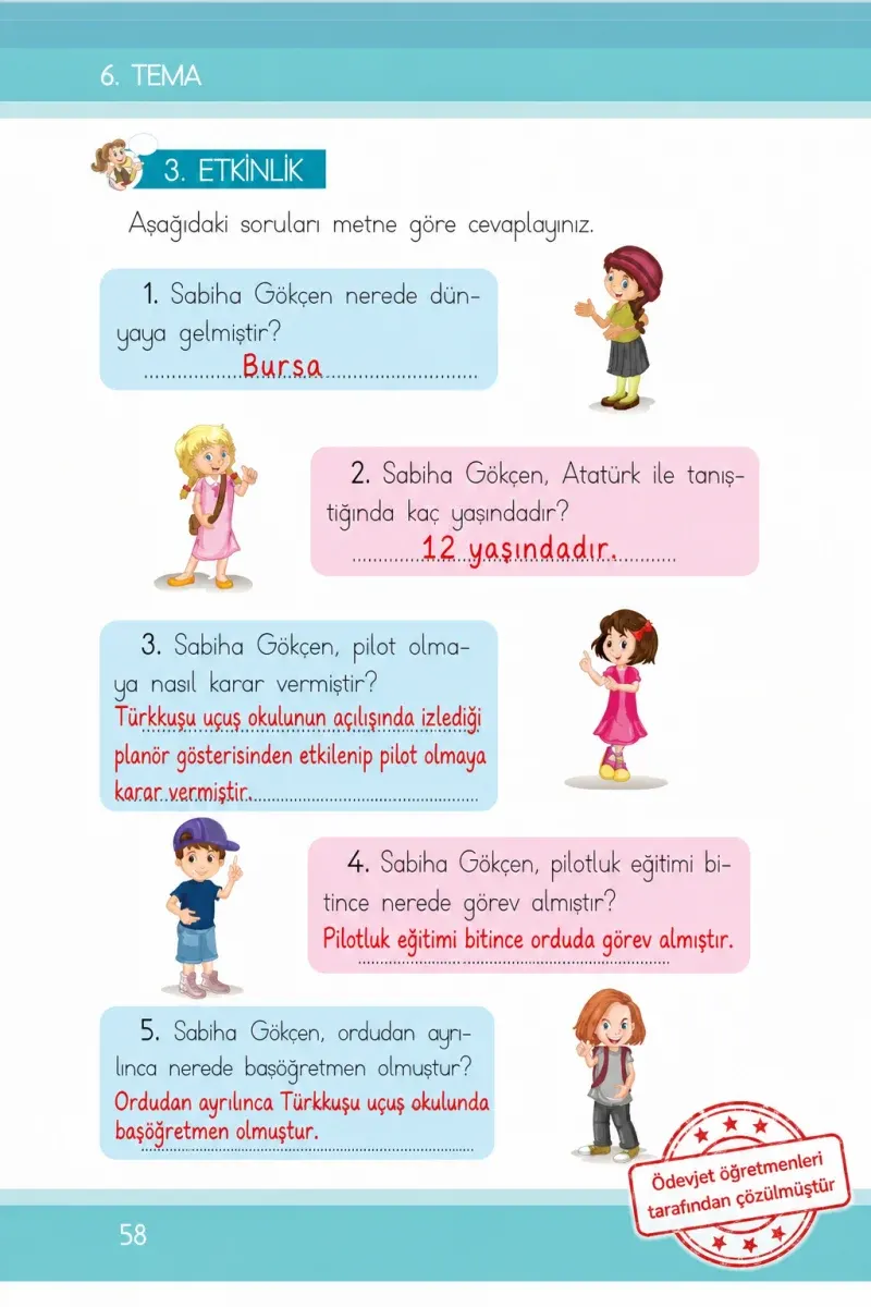 1. Sınıf Türkçe Ders Kitabı Cevapları İlke Yayınları Sayfa 58 Çözüm Görseli