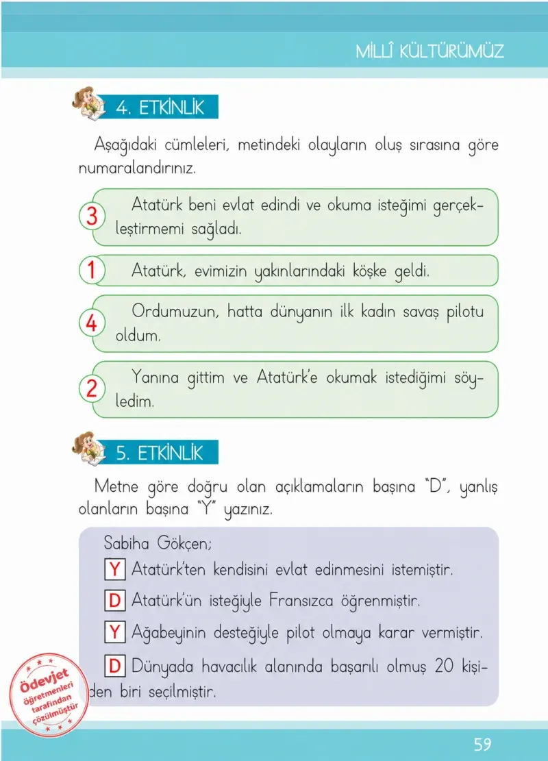 1. Sınıf Türkçe Ders Kitabı Cevapları İlke Yayınları Sayfa 59 Çözüm Görseli