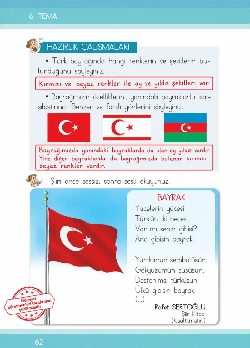 1. Sınıf Türkçe Ders Kitabı Cevapları İlke Yayınları Sayfa 62 Çözüm Görseli