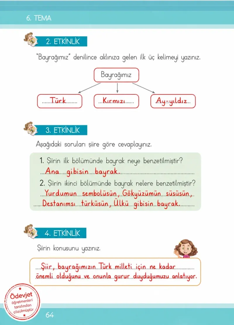1. Sınıf Türkçe Ders Kitabı Cevapları İlke Yayınları Sayfa 64 Çözüm Görseli