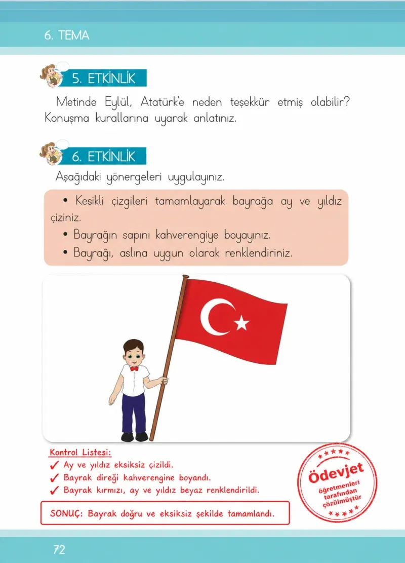 1. Sınıf Türkçe Ders Kitabı Cevapları İlke Yayınları Sayfa 72 Çözüm Görseli