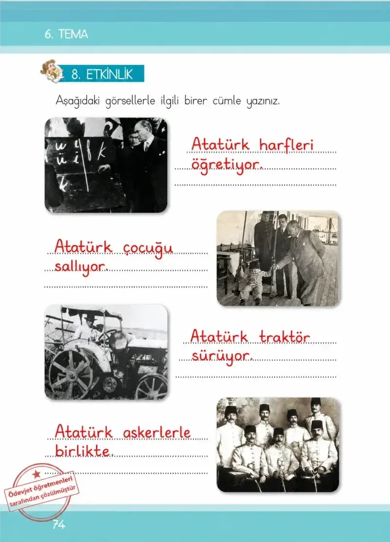 1. Sınıf Türkçe Ders Kitabı Cevapları İlke Yayınları Sayfa 74 Çözüm Görseli