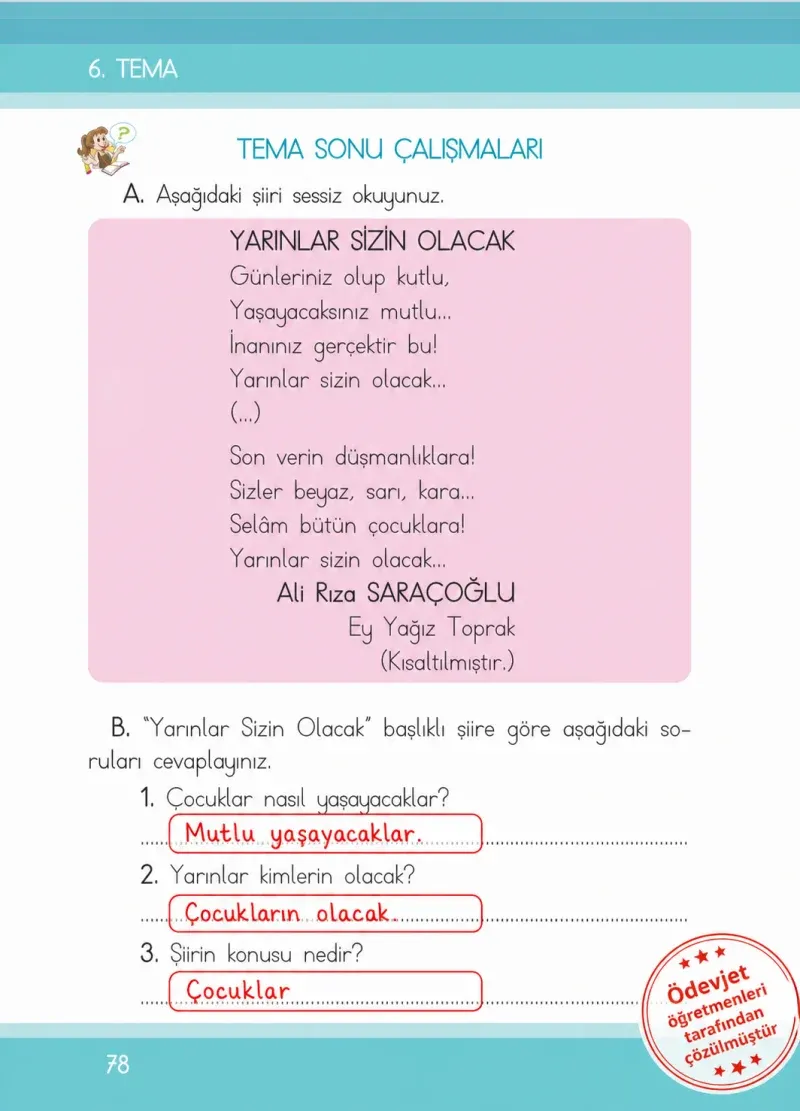 1. Sınıf Türkçe Ders Kitabı Cevapları İlke Yayınları Sayfa 78 Çözüm Görseli