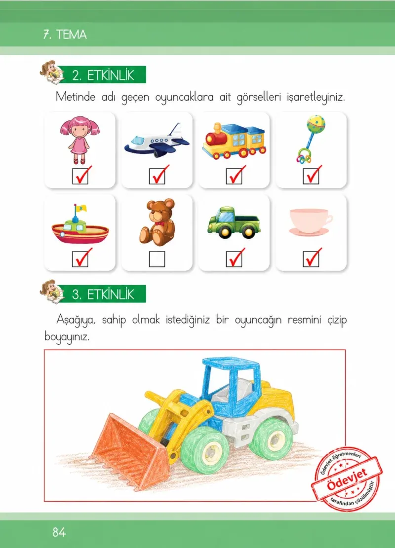 1. Sınıf Türkçe Ders Kitabı Cevapları İlke Yayınları Sayfa 84 Çözüm Görseli