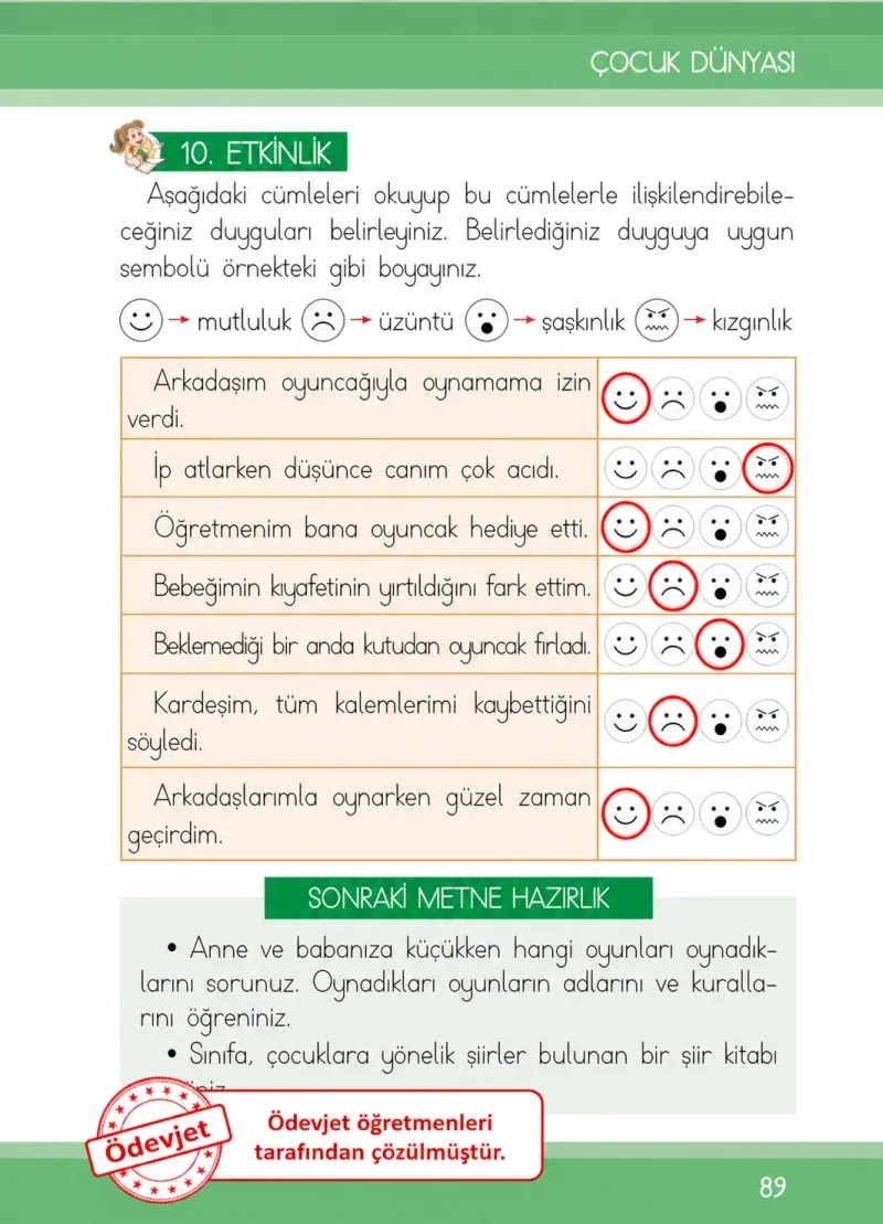 1. Sınıf Türkçe Ders Kitabı Cevapları İlke Yayınları Sayfa 89 Çözüm Görseli