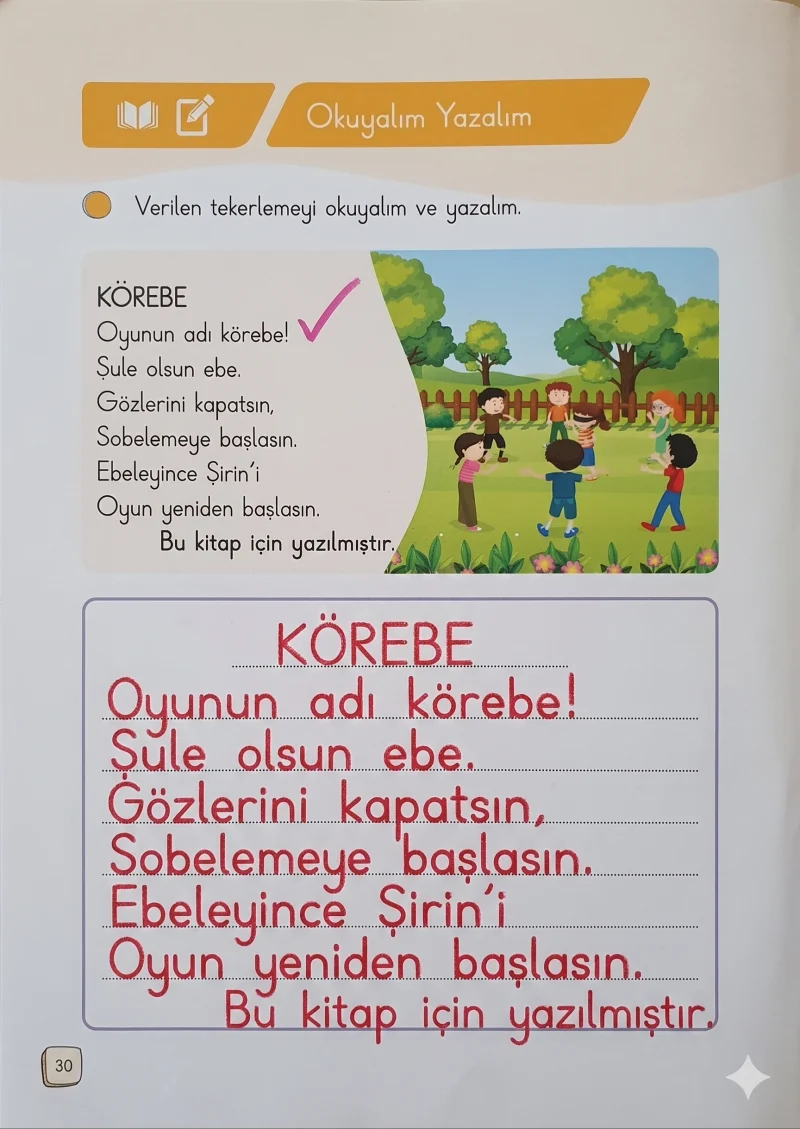 1. Sınıf Türkçe Ders Kitabı Cevapları Meb Yayınları 1. Kitap Sayfa 30 Çözüm Görseli