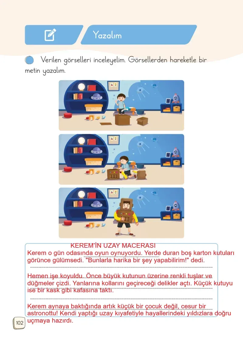 1. Sınıf Türkçe Ders Kitabı Cevapları Meb Yayınları 1. Kitap Sayfa 102 Çözüm Görseli