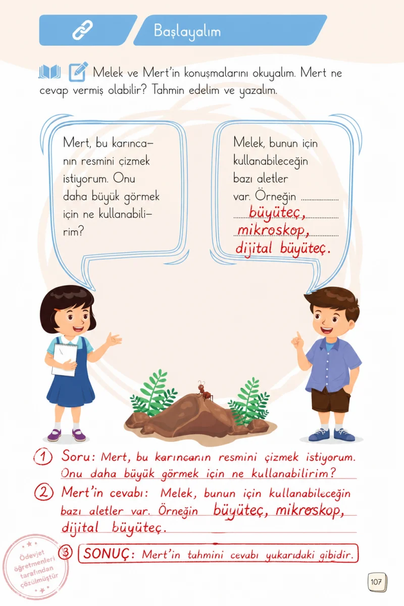 1. Sınıf Türkçe Ders Kitabı Cevapları Meb Yayınları 1. Kitap Sayfa 107 Çözüm Görseli