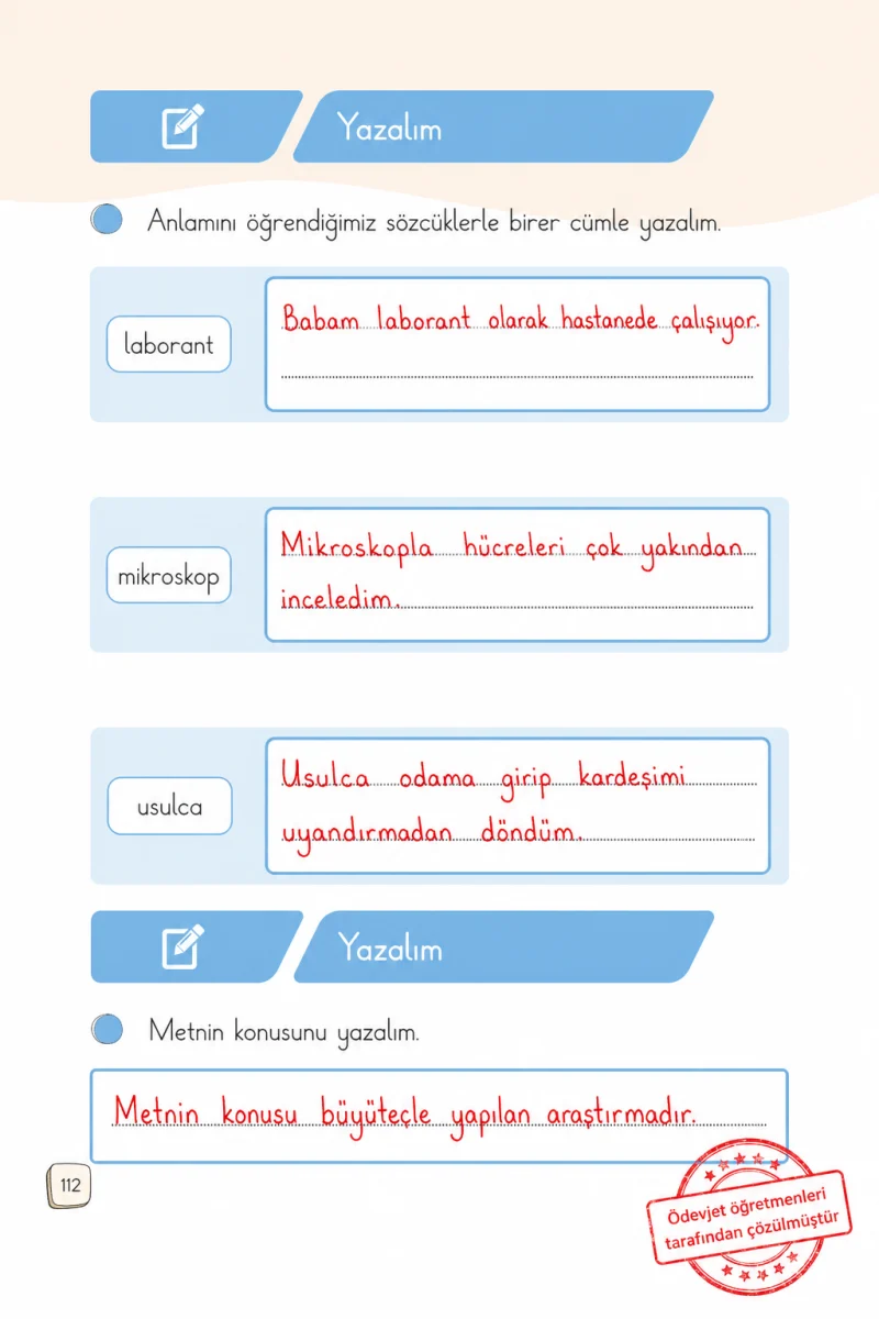 1. Sınıf Türkçe Ders Kitabı Cevapları Meb Yayınları 1. Kitap Sayfa 112 Çözüm Görseli