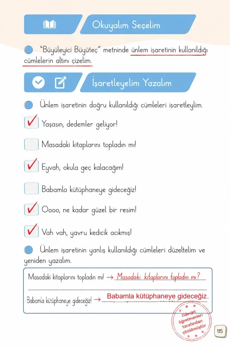1. Sınıf Türkçe Ders Kitabı Cevapları Meb Yayınları 1. Kitap Sayfa 115 Çözüm Görseli