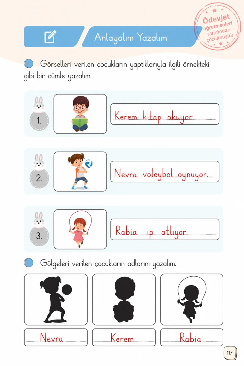 1. Sınıf Türkçe Ders Kitabı Cevapları Meb Yayınları 1. Kitap Sayfa 117 Çözüm Görseli