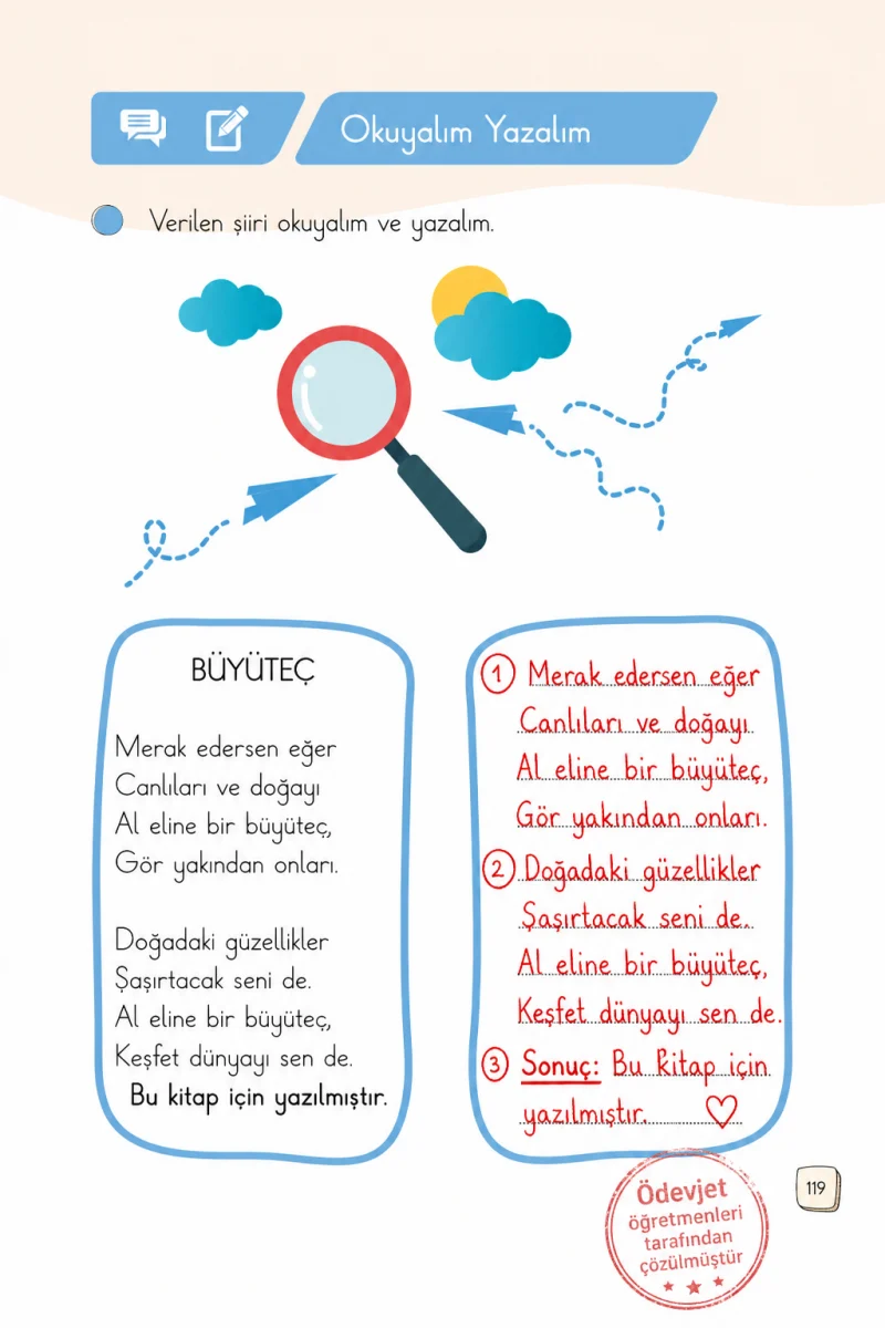 1. Sınıf Türkçe Ders Kitabı Cevapları Meb Yayınları 1. Kitap Sayfa 119 Çözüm Görseli