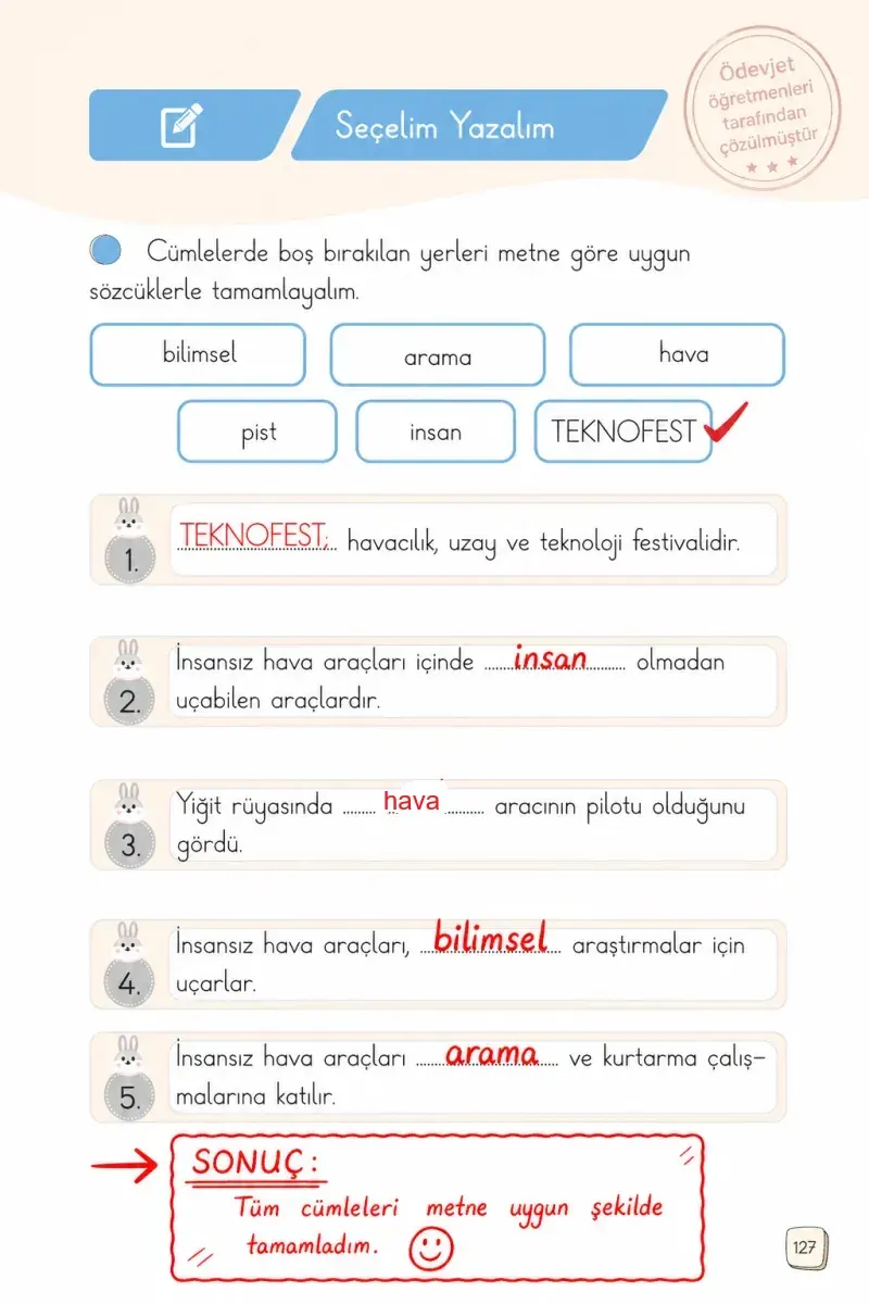 1. Sınıf Türkçe Ders Kitabı Cevapları Meb Yayınları 1. Kitap Sayfa 127 Çözüm Görseli
