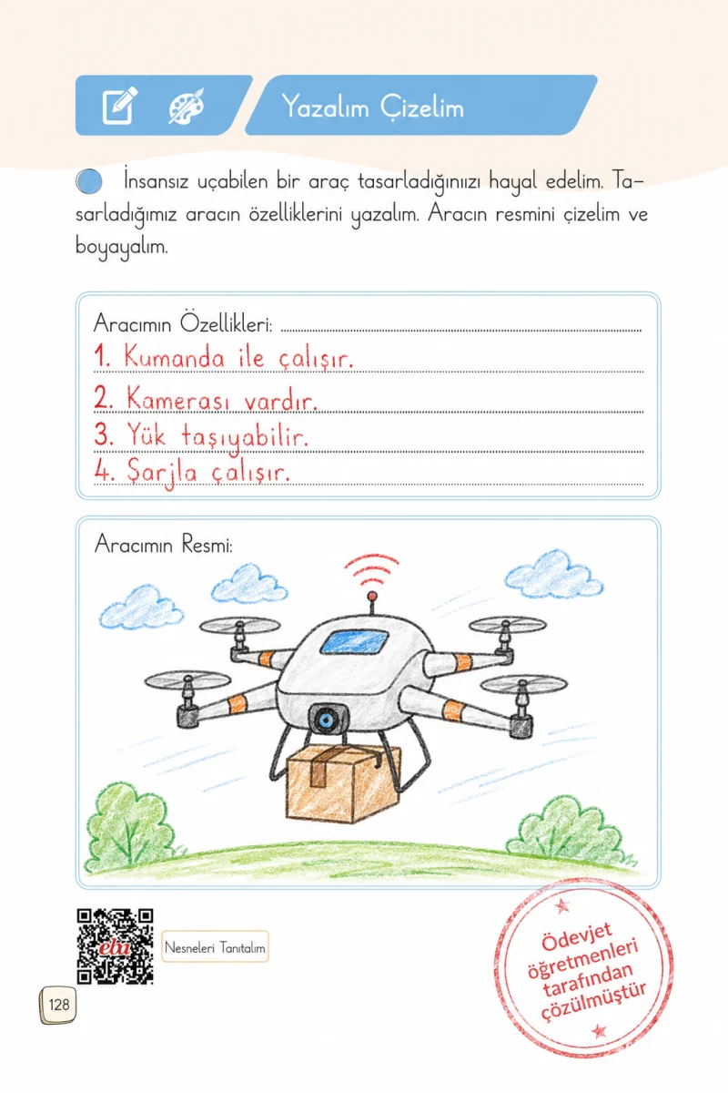 1. Sınıf Türkçe Ders Kitabı Cevapları Meb Yayınları 1. Kitap Sayfa 128 Çözüm Görseli