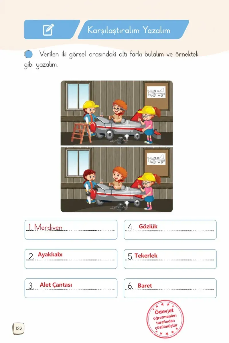 1. Sınıf Türkçe Ders Kitabı Cevapları Meb Yayınları 1. Kitap Sayfa 132 Çözüm Görseli
