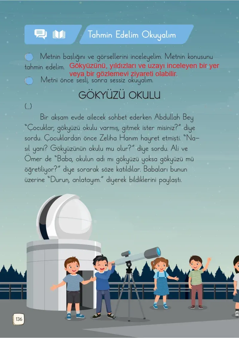 1. Sınıf Türkçe Ders Kitabı Cevapları Meb Yayınları 1. Kitap Sayfa 136 Çözüm Görseli