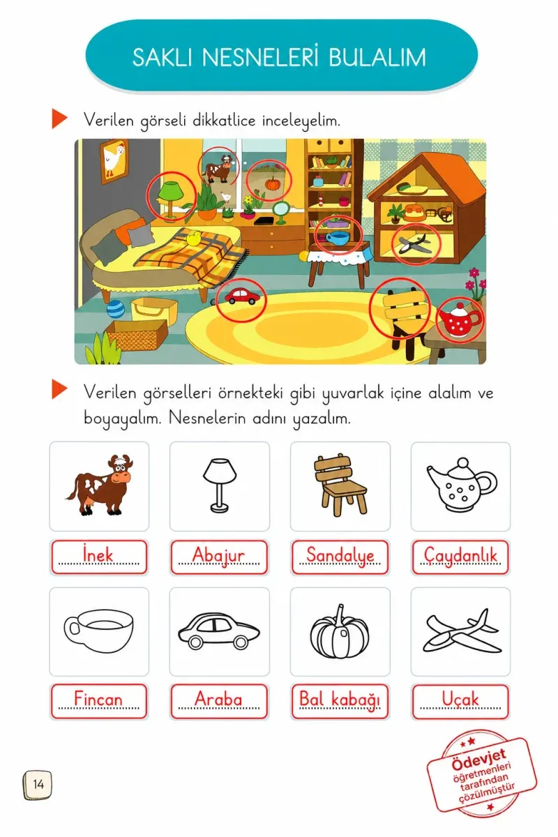 1. Sınıf Türkçe Ders Kitabı Cevapları Meb Yayınları 1. Kitap Sayfa 14 Çözüm Görseli