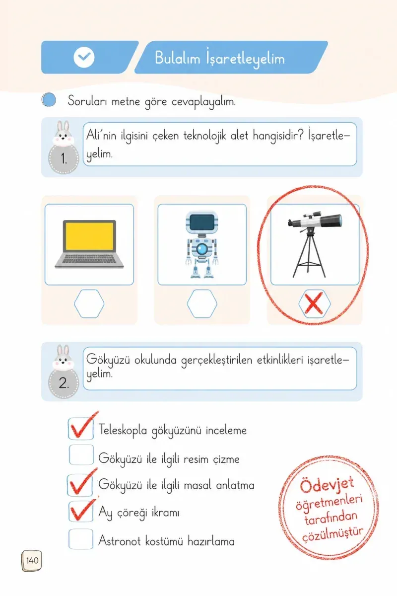 1. Sınıf Türkçe Ders Kitabı Cevapları Meb Yayınları 1. Kitap Sayfa 140 Çözüm Görseli